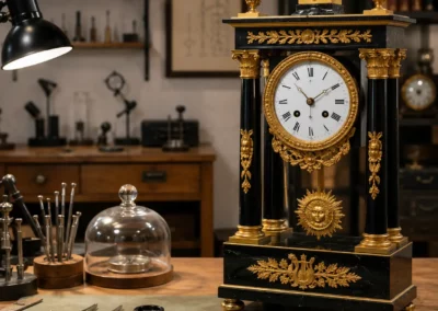 Pendule empire en cours de restauration